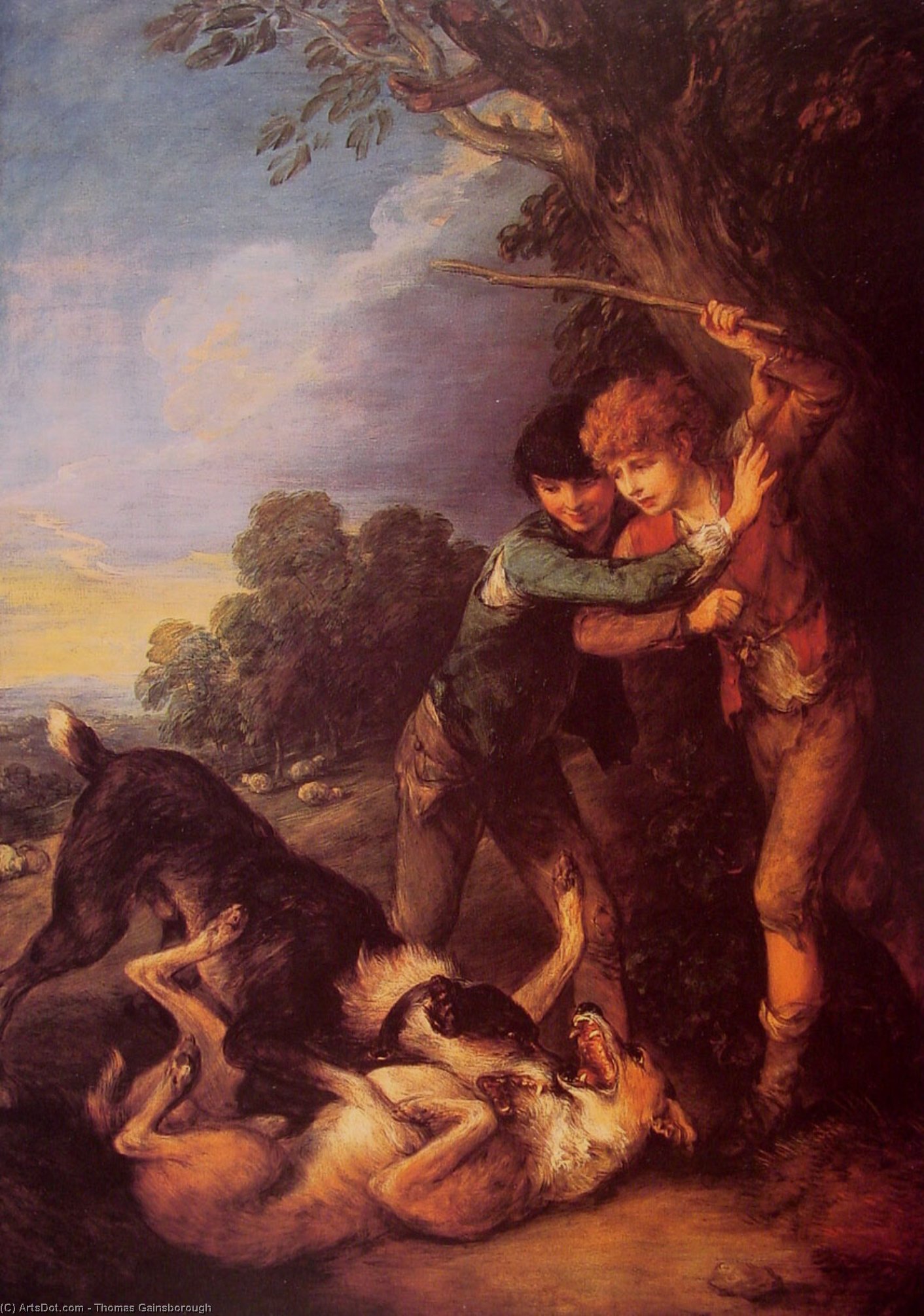 Shepherd Boys With Dogs Fighting — Thomas Gainsborough