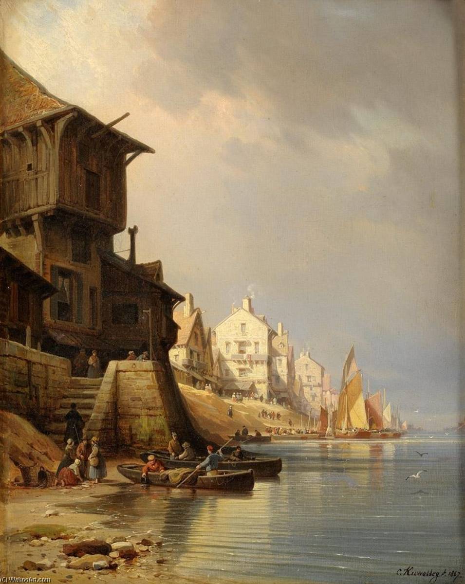 French Port Town — Charles Euphraisie Kuwasseg
