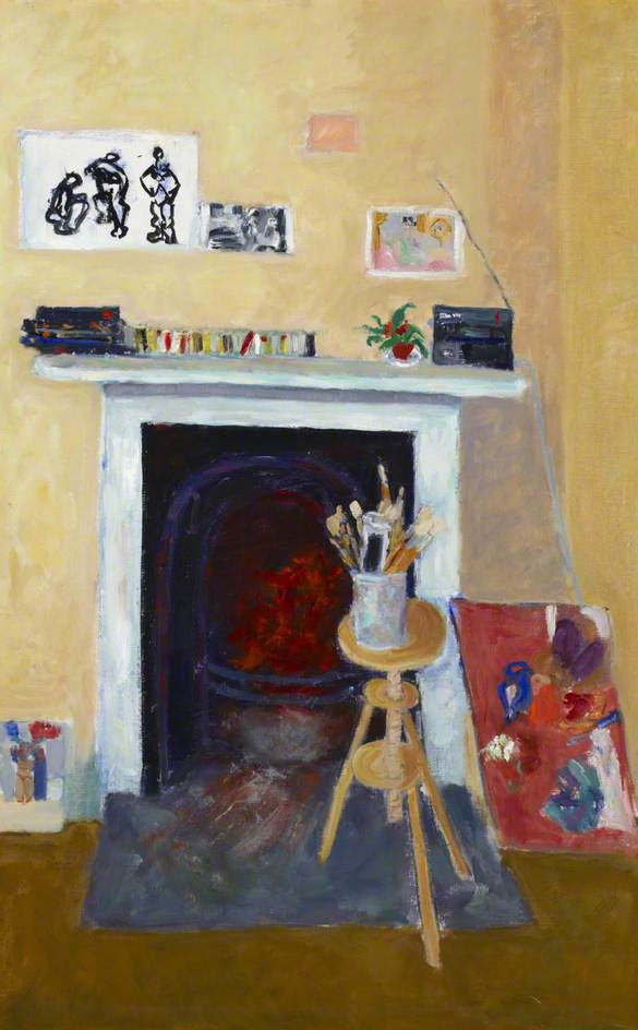 Fireplace With Painting And Brushes — Elsbeth Juda