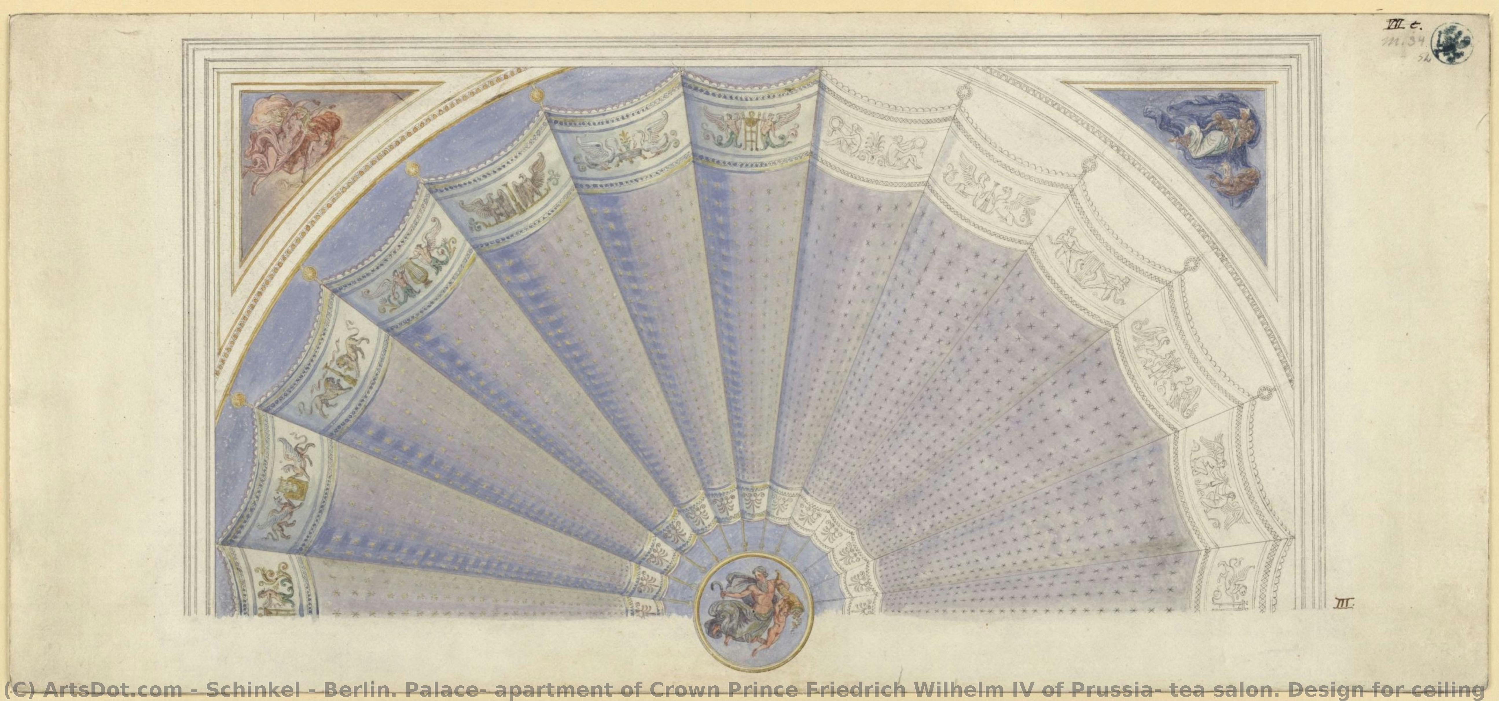 Berlin. Palace, Apartment Of Crown Prince Friedrich Wilhelm Iv Of Prussia, Tea Salon. Design For Ceiling — Karl Friedrich Schinkel