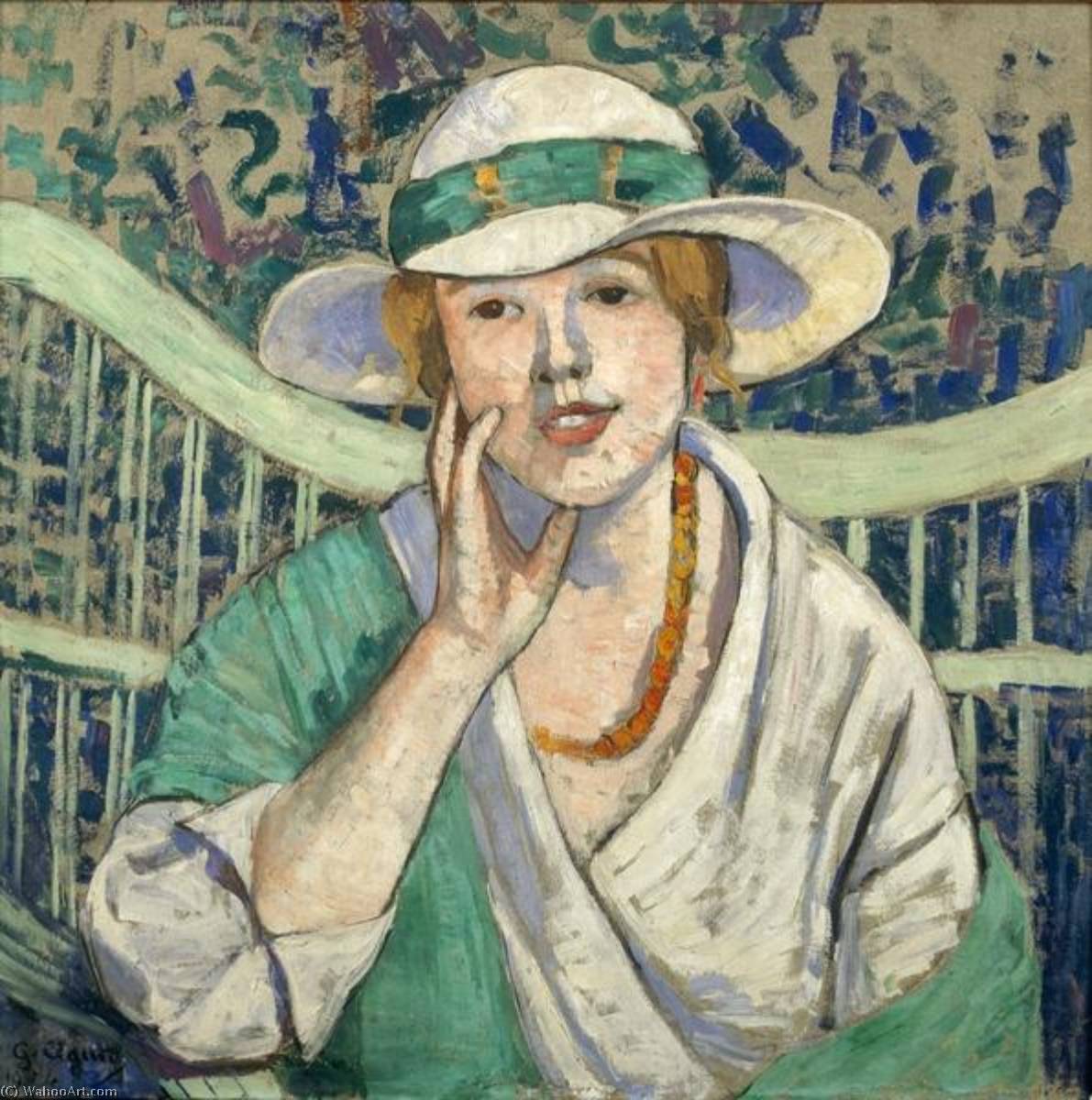 Le Chapeau Blanc Et Vert La Femme Au Chapeau Blanc Et Vert (titre Attribué) — Georgette Agutte