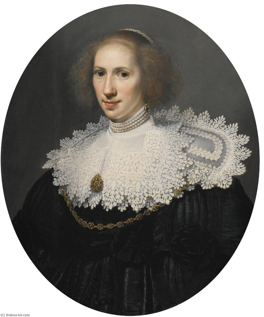 Portrait Of A Lady With A Lace Collar And Pearls — Michiel Jansz Van Miereveld