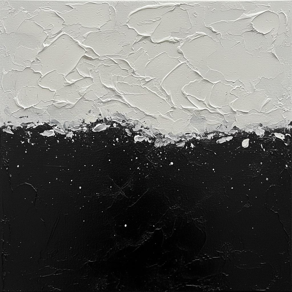 Stratigraphic Dialogue: Where Pale Impasto Meets Obsidian Depths Of Memory — Christian Noiret