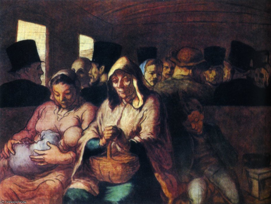 Le Wagon De Troisième Classe, Huile Sur Toile The Coach Of Third Class, Oil On Fabric — Honoré Daumier