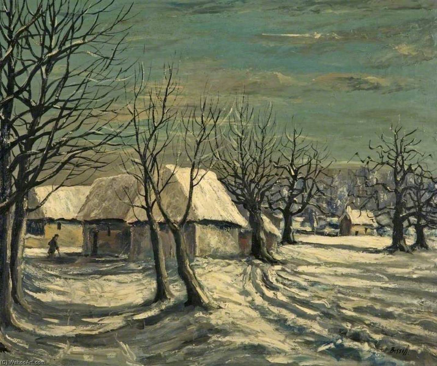 Winter Landscape, Snow In Wiltshire — George William Bissill