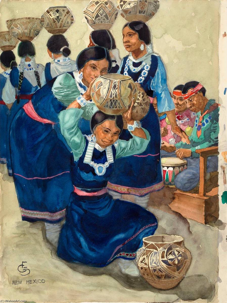 Zuni Girls At The Shaleko Dances, New Mexico — Carl Folke Sahlin