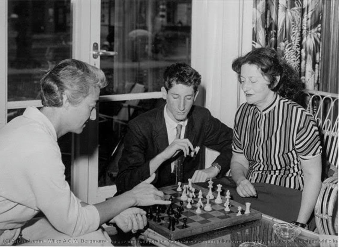 Jacqueline Piatigorsky, Gisela Gresser, And Julian Gresser Analyzing A Chess Position While In Emmen, The Netherlands, During The 1957 Women’s Chess Olympiad — Wilko A.g.m. Bergmans