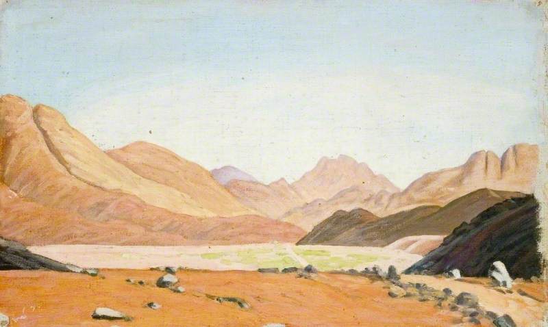 Prospect Of Rolling Hills And Mountains Above A Valley Floor With A Road — Myrtle Broome