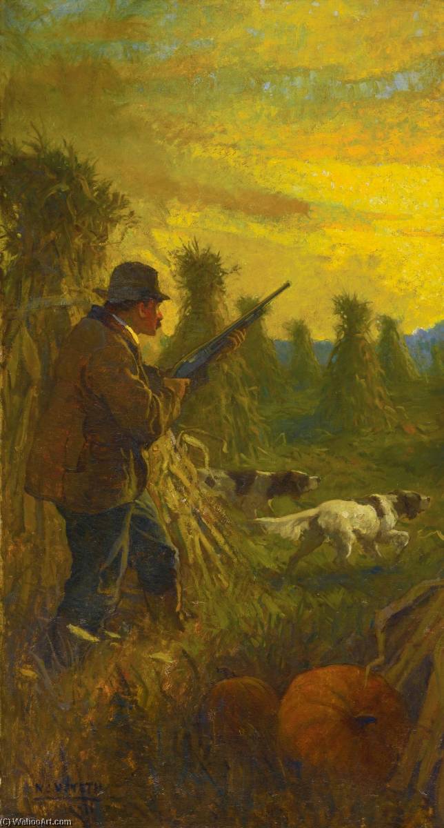 Hunter With Two Dogs In Cornfield — N・c・ワイエス (n・c・waiesu)