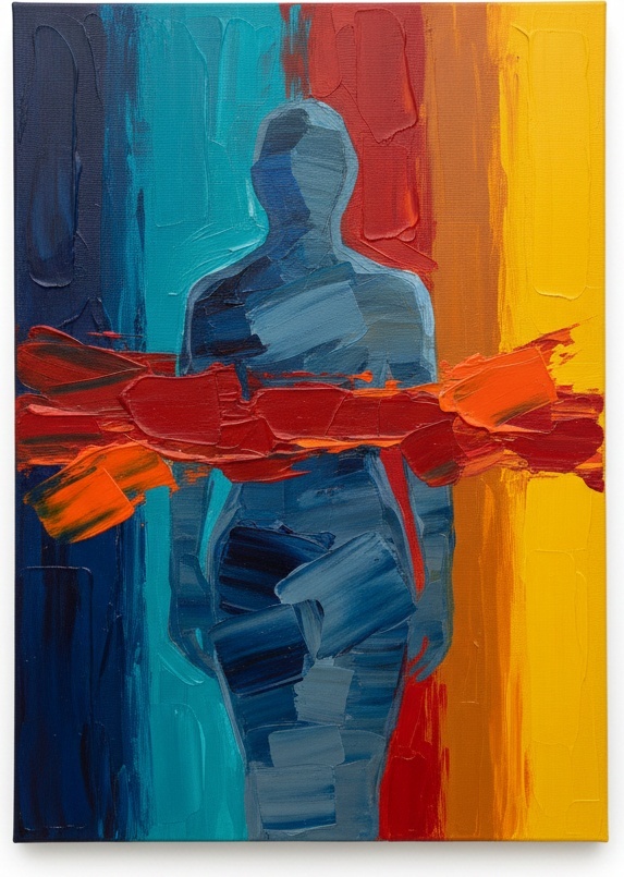 Prismatic Fracture: The Monumental Silhouette Amidst A Surge Of Visceral Crimson Light — Laurent Fabre