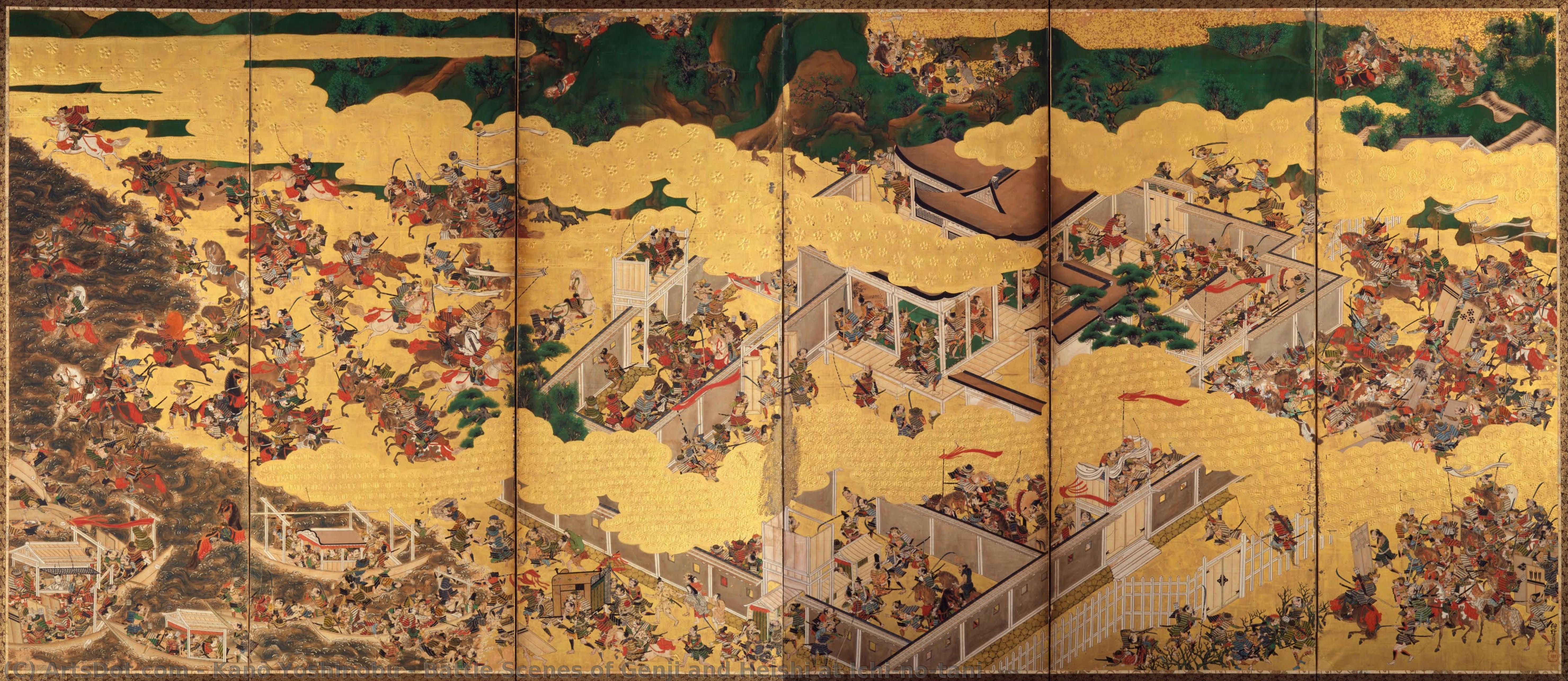 Battle Scenes Of Genji And Heishi At Ichi-no-tani — Kanō Yoshinobu