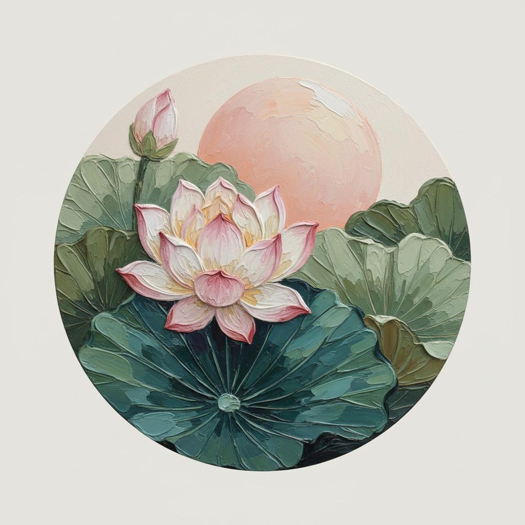 Ätherische Blüte In Salbei Und Pfirsich: Ein Monumentales Meditatives Impasto-meisterwerk — Laurent Fontaine
