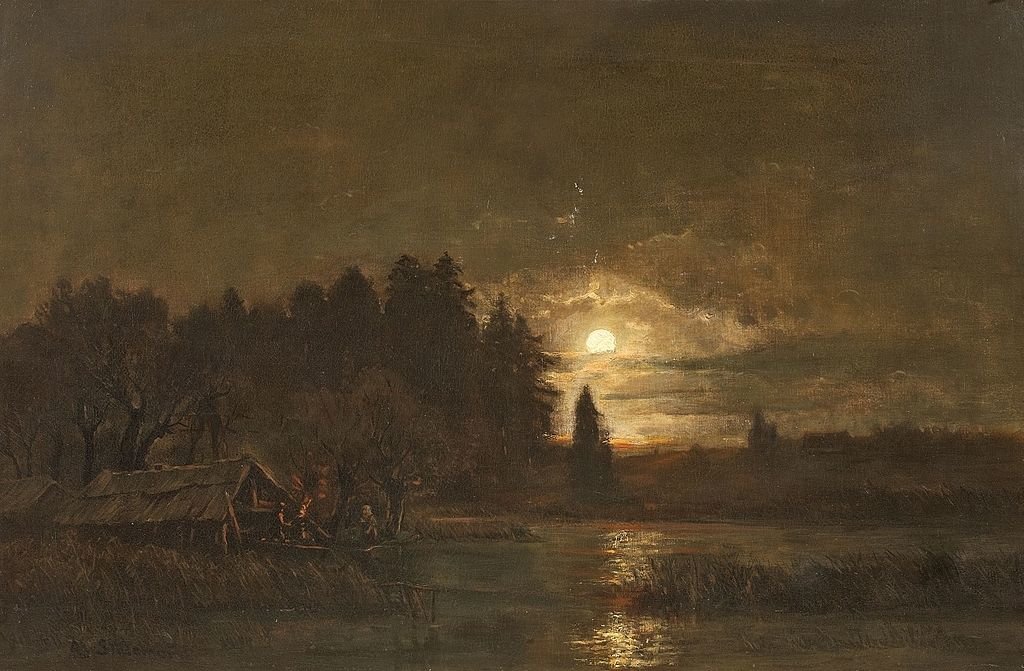Flusslandschaft Im Mondschein — Adolf Stademann