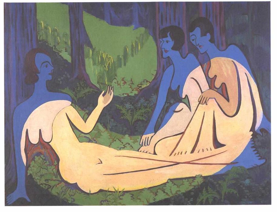 Three Nudes In The Forest — Ernst Ludwig Kirchner