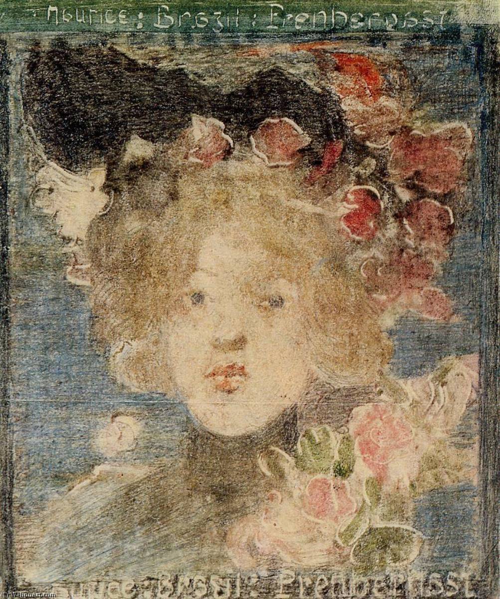 Head Of A Girl (with Roses) — Maurice Brazil Prendergast