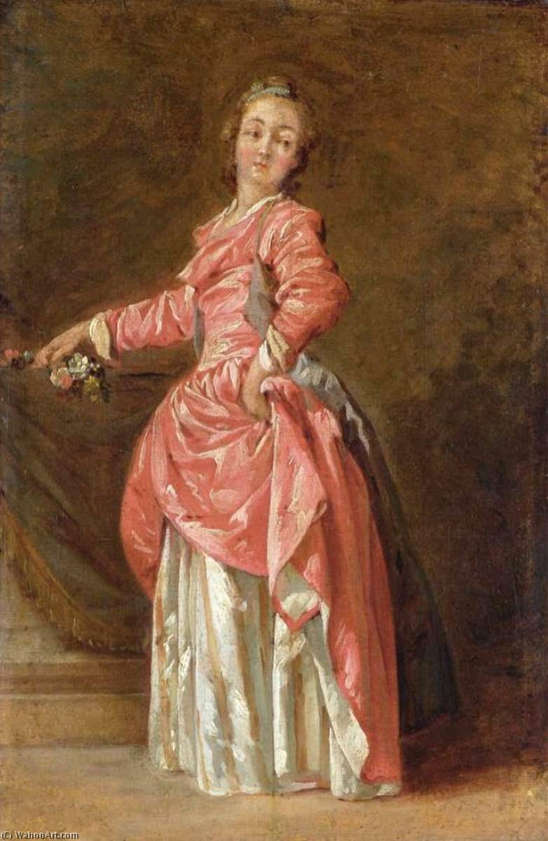Lady In Red Dress In An Interior — Jean Baptiste Le Prince