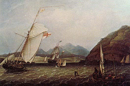 View Of Lamlash Cutter Going Into Port, (painting) — Robert W. Salmon