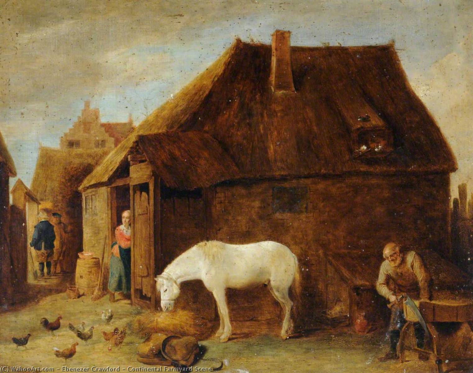 Continental Farmyard Scene — Ebenezer Crawford