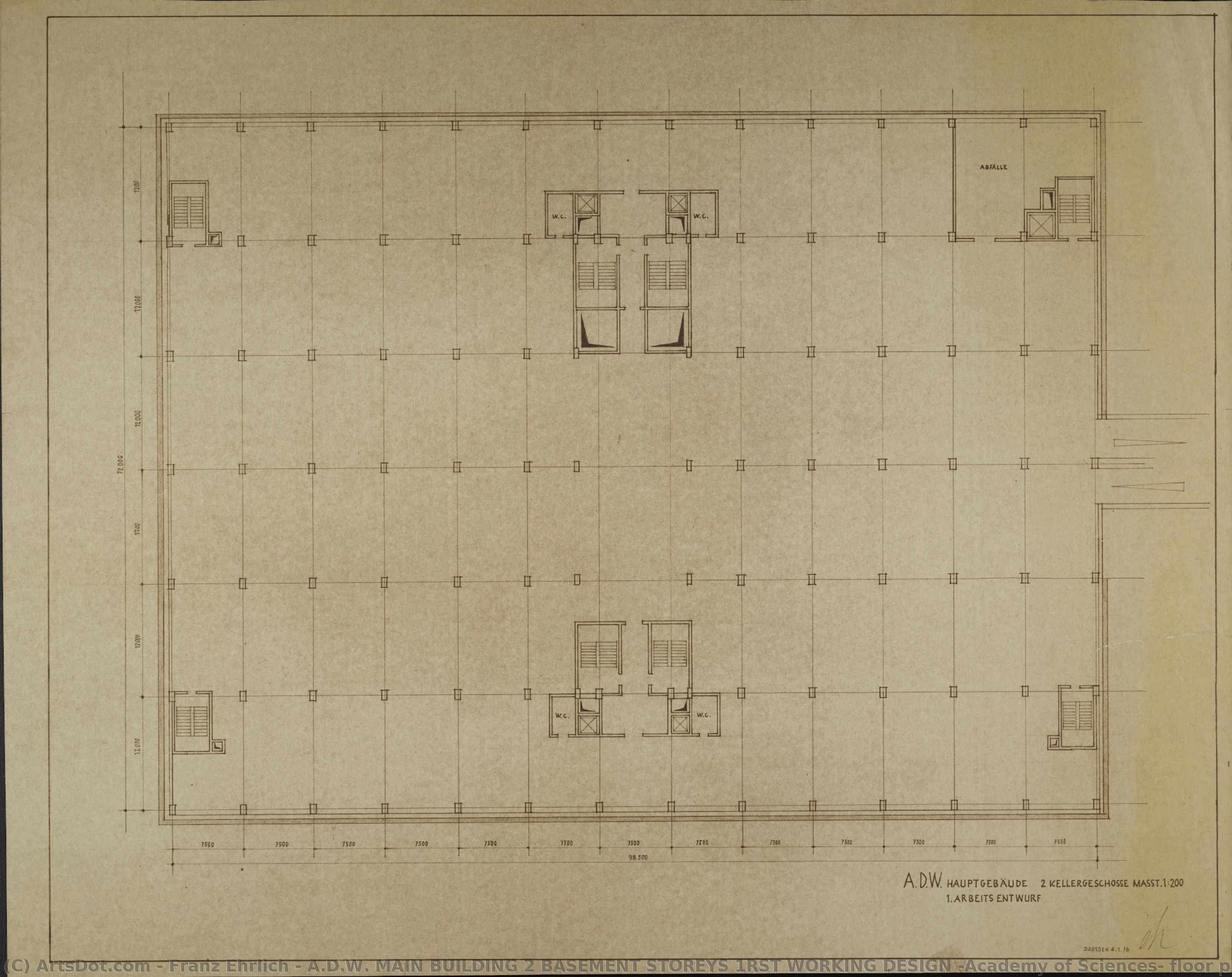 A.d.w. Main Building 2 Basement Storeys 1rst Working Design (academy Of Sciences, Floor Plan) — Франц Эрлих