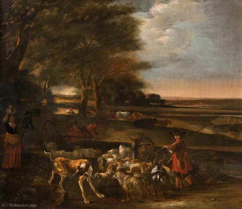 Landscape With Peasants And Animals — Jan Baptist Weenix