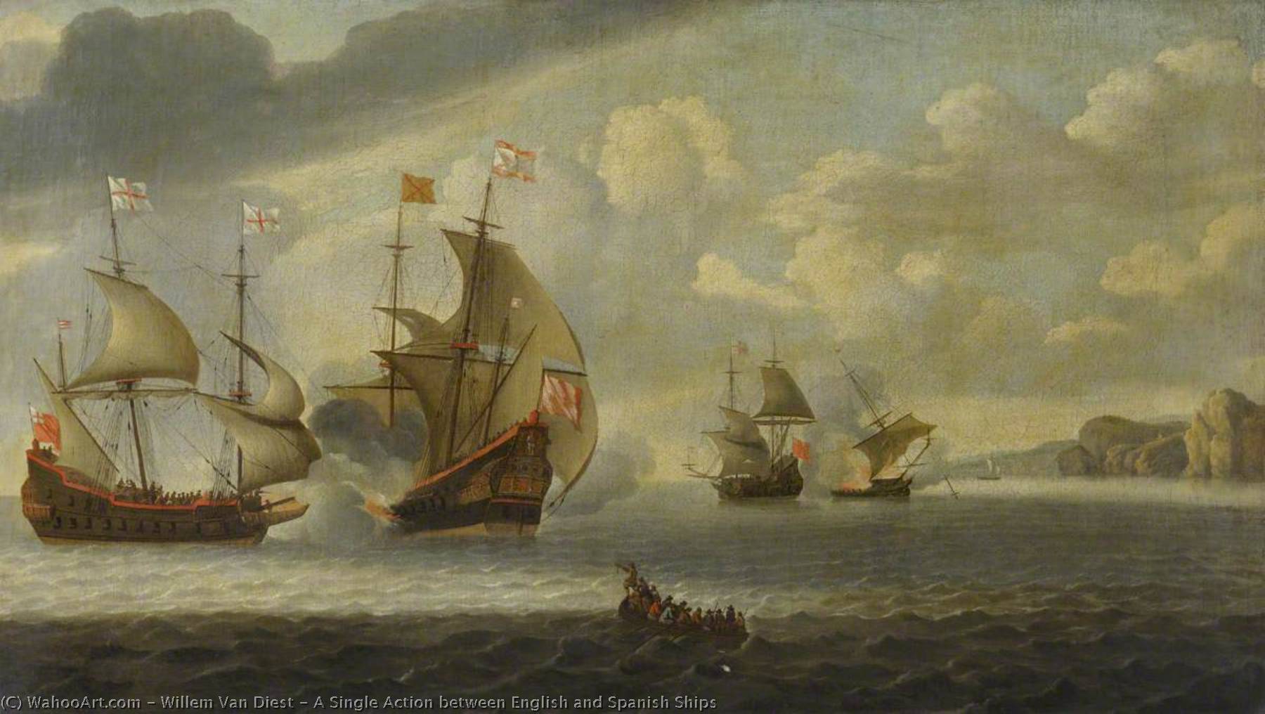 A Single Action Between English And Spanish Ships — Willem Van Diest