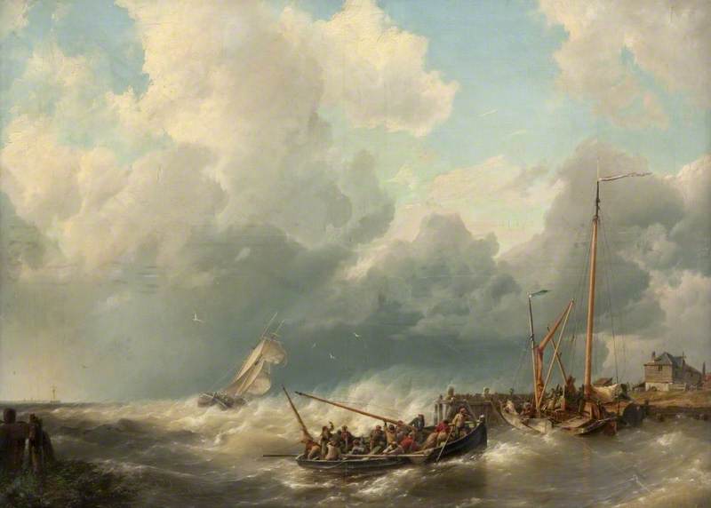 Boats Taking Haven From A Storm — Hermanus Koekkoek (the Elder)