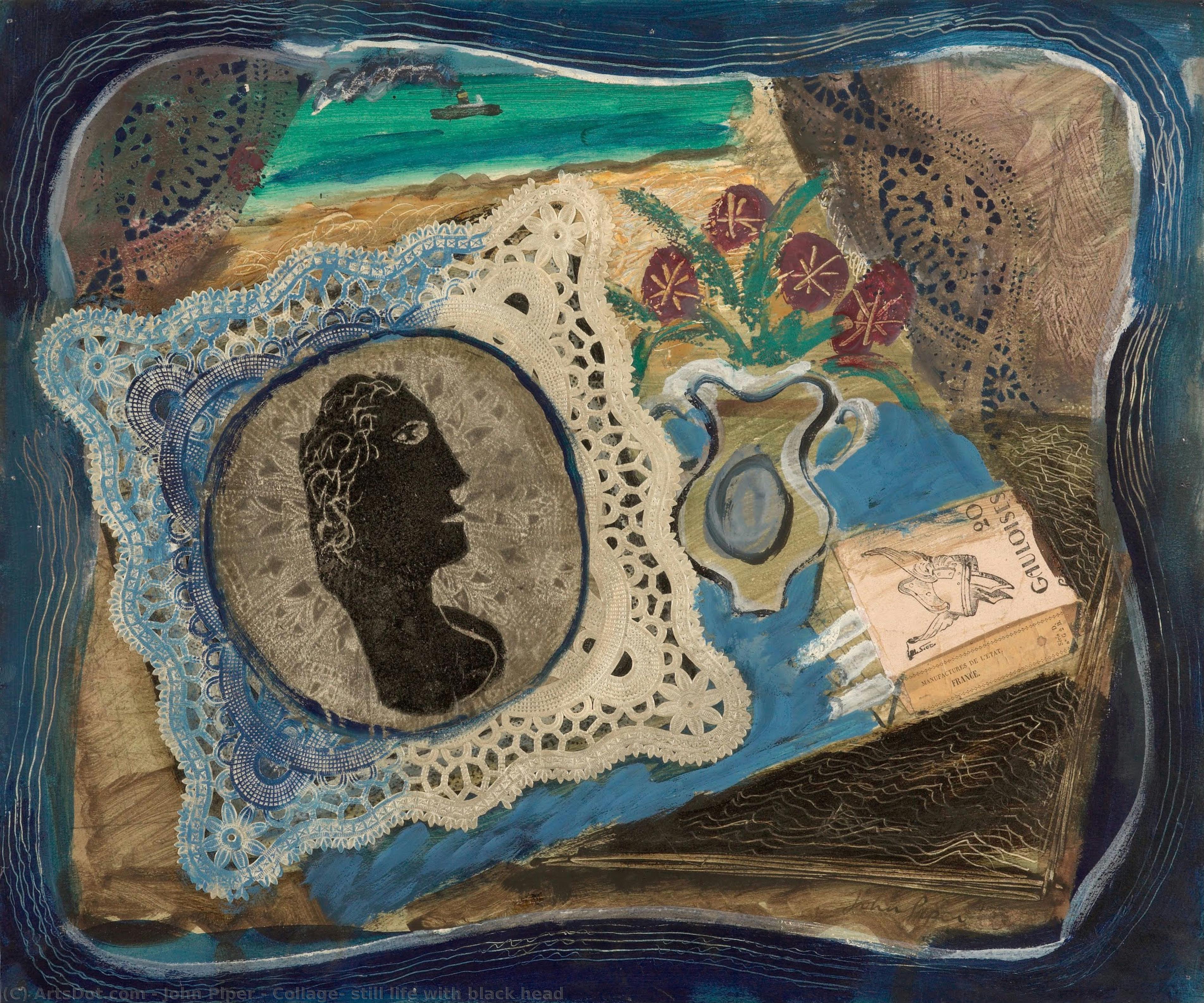 Collage, Still Life With Black Head — John Piper