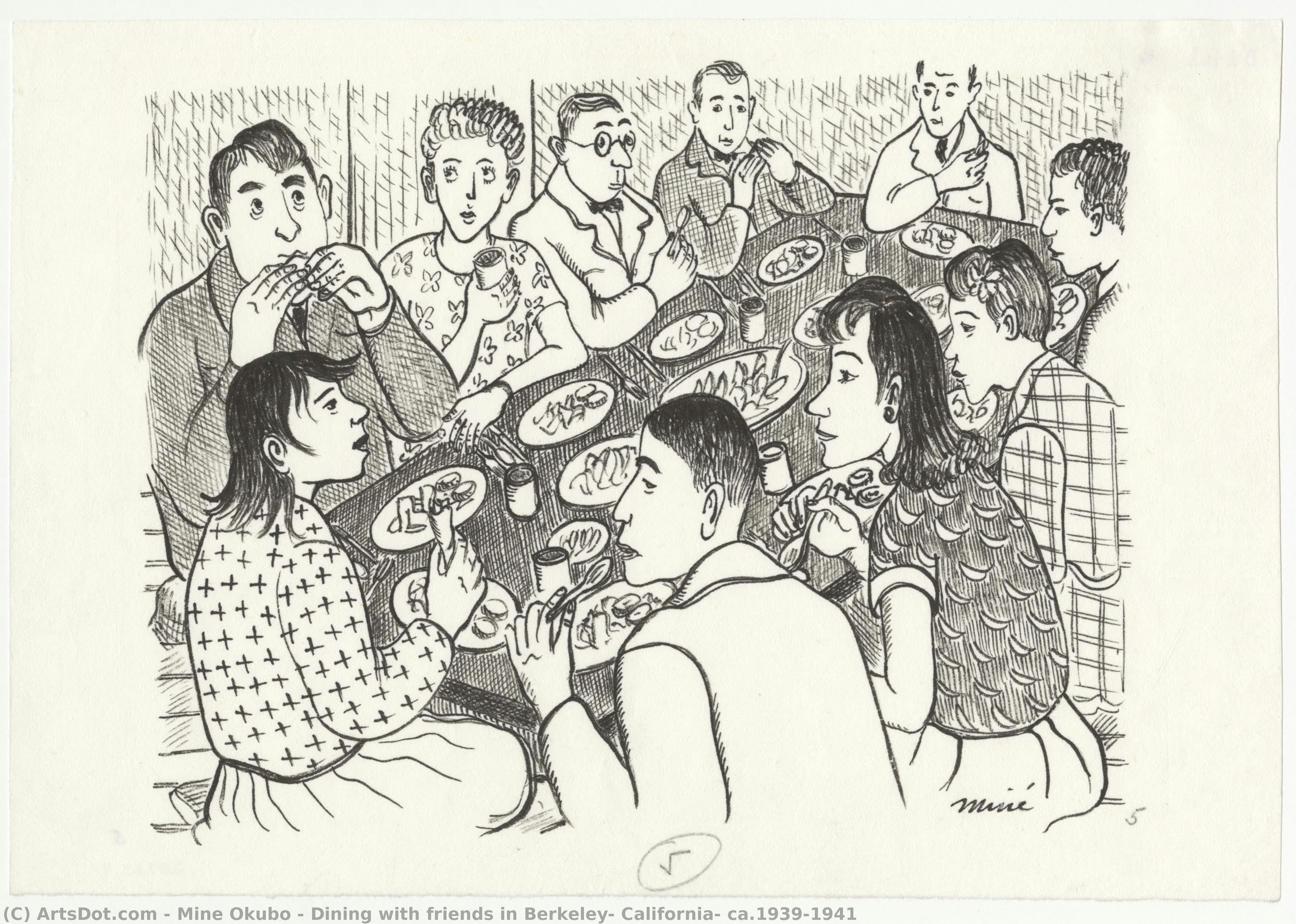 Dining With Friends In Berkeley, California, Ca.1939-1941 — Miné Okubo