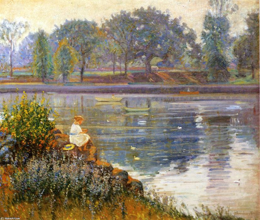 Girl Seated By A Pond — Theodore Wendel