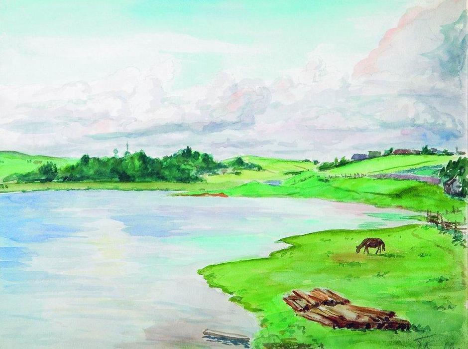 River Flooding — Boris Mikhailovich Kustodiev