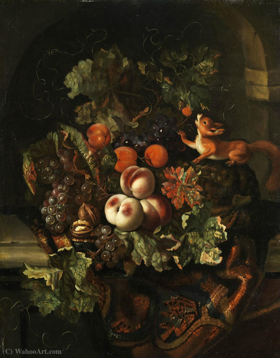Still Life With Fruit Ans Squirrel — Ernst Stuven