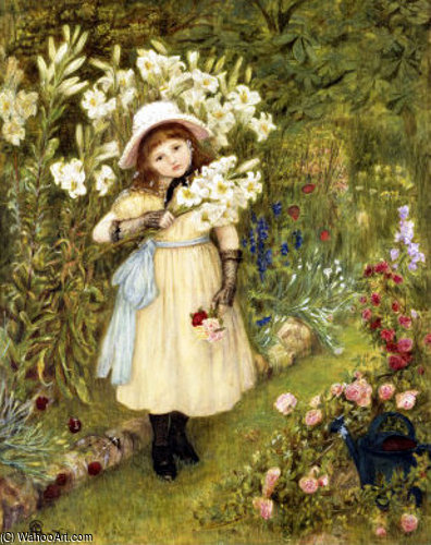Effie Holding A Lily And A Posy Of Roses — マリー・スパルタリ・スティルマン