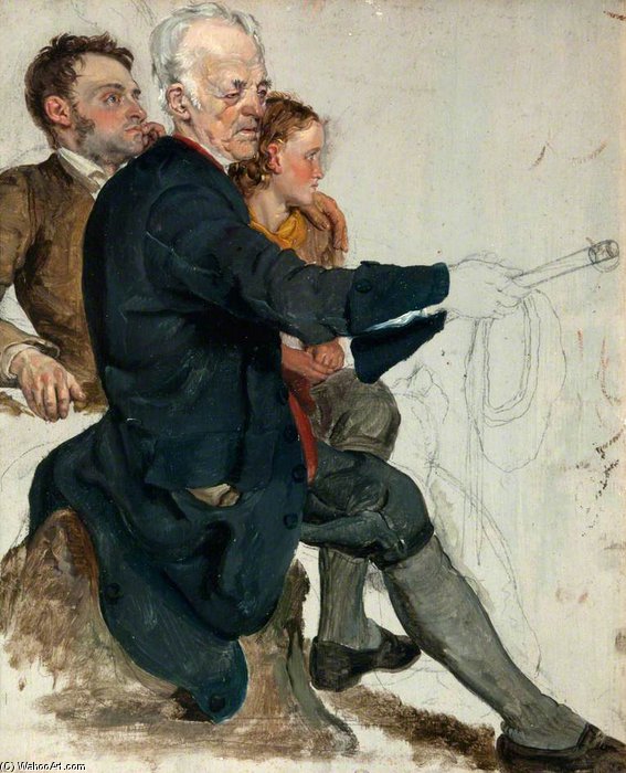 Two Seated Men And A Standing Boy (study For 'the Covenanters' Baptism — Джордж Харви