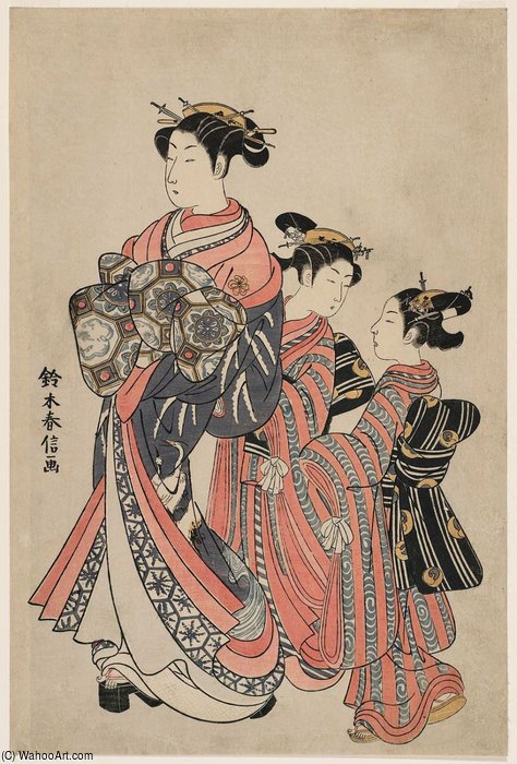 Courtesan And Kamuro On Parade — Suzuki Harunobu