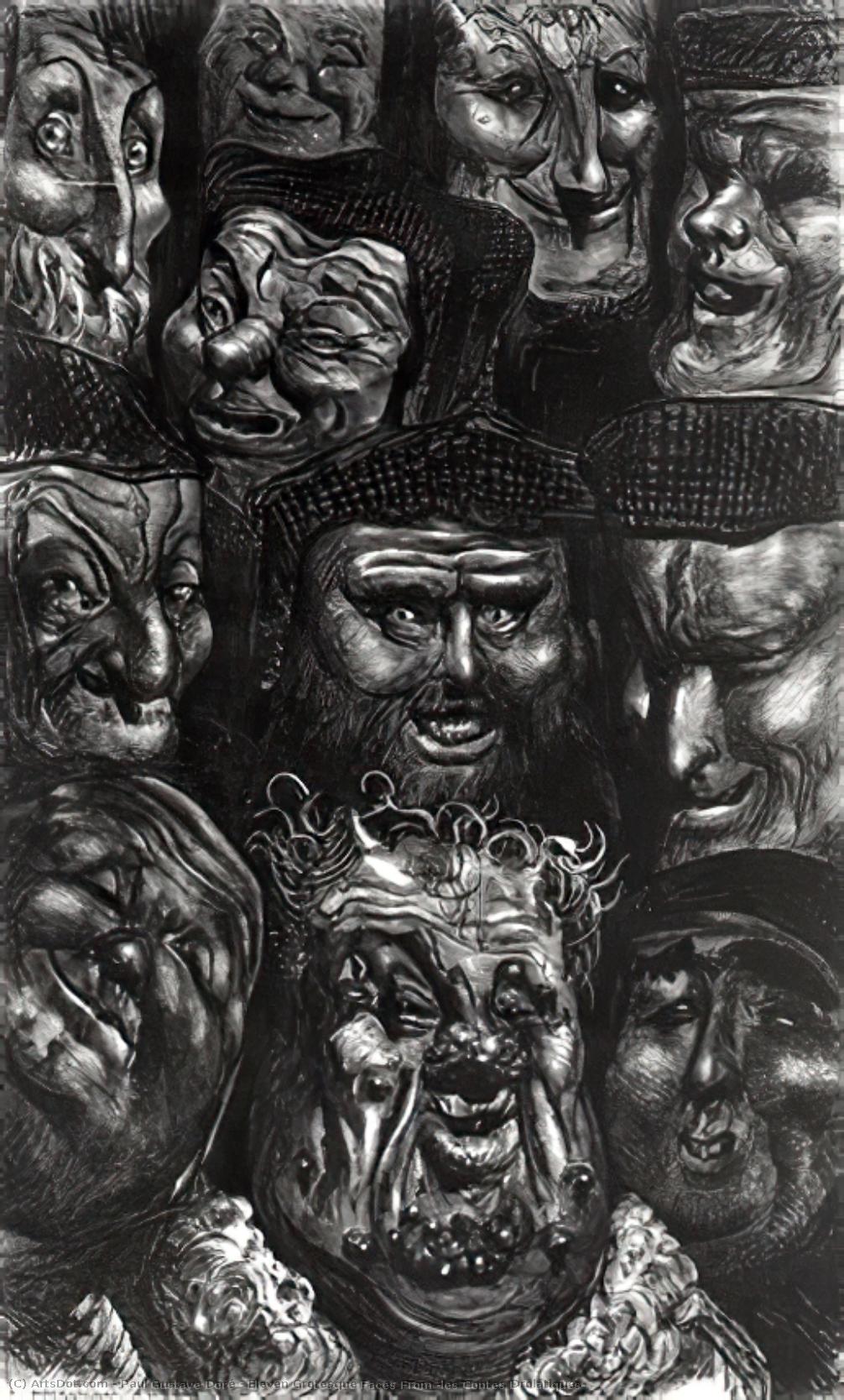 Eleven Grotesque Faces From 'les Contes Drolatiques' — ギュスターヴ・ドレ