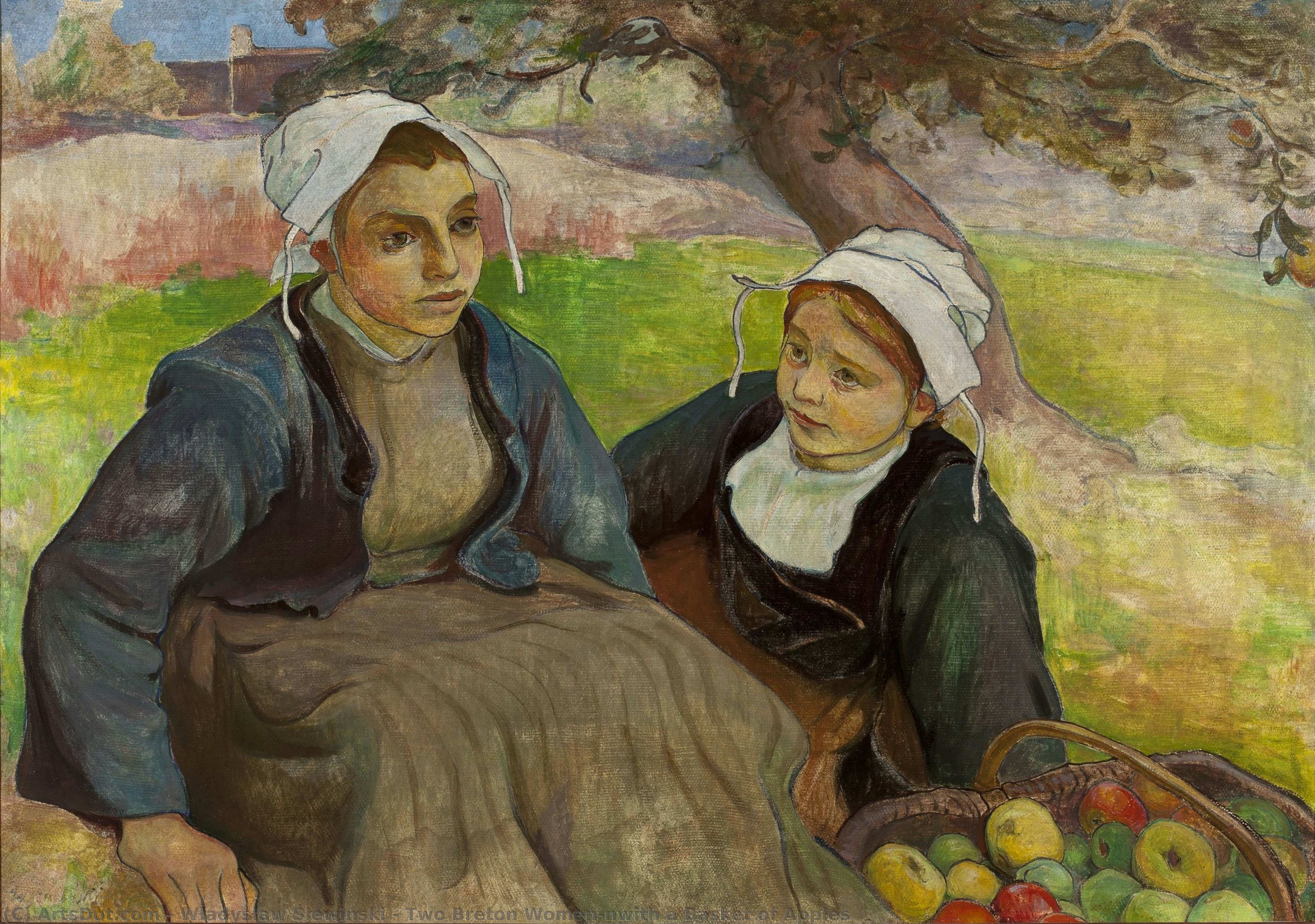Two Breton Women\nwith A Basket Of Apples — Wladyslaw Slewinski