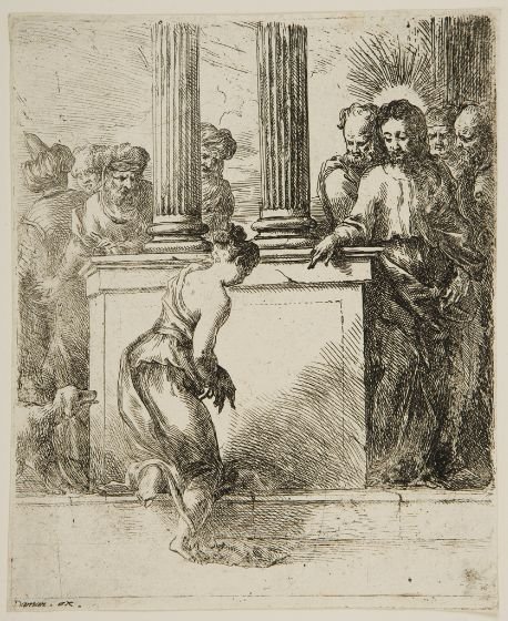 Christ, And The Woman Taken In Adultery — Bartolomeo Biscaino