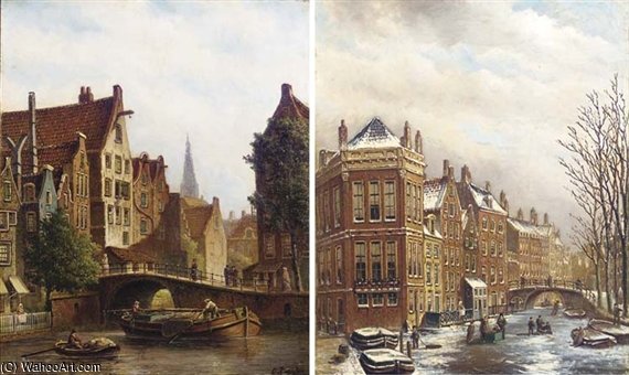A Dutch Canal Scene In Summer — Oene Romkes De Jongh