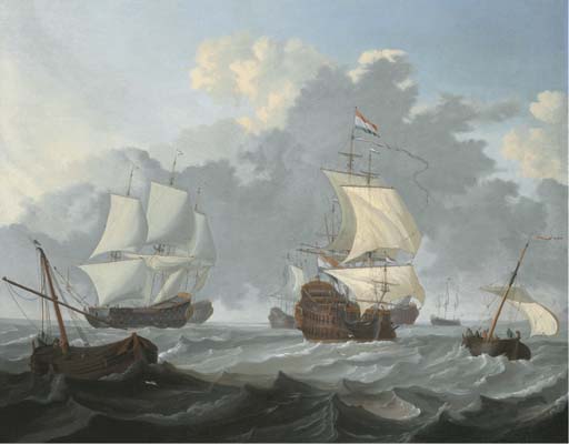 Dutch Threemasters And Other Shipping In Choppy Waters — Wigerus Vitringa