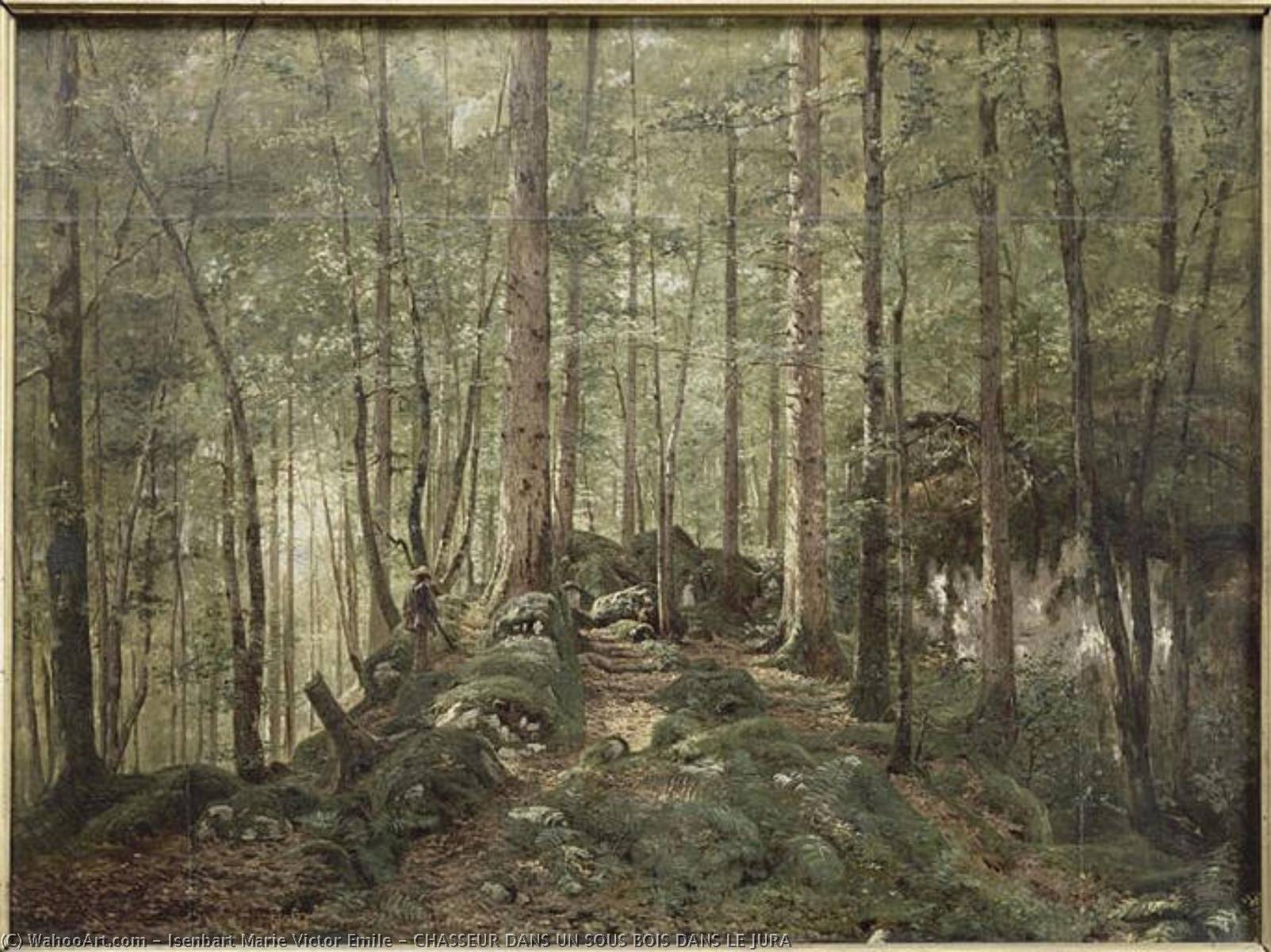 Chasseur Dans Un Sous Bois Dans Le Jura — Marie Victor Émile Isenbart
