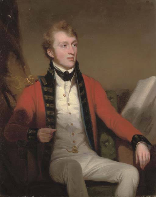 Portrait Of An Officer Of The East India Company, Small Three-quarter-length, In Uniform, Seated — George Chinnery