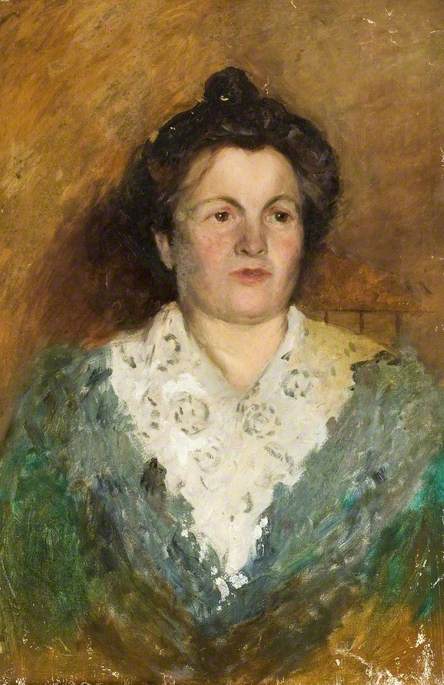 Portrait Of A Woman In A Green Dress With A Lace Collar — Albert Ranney Chewett
