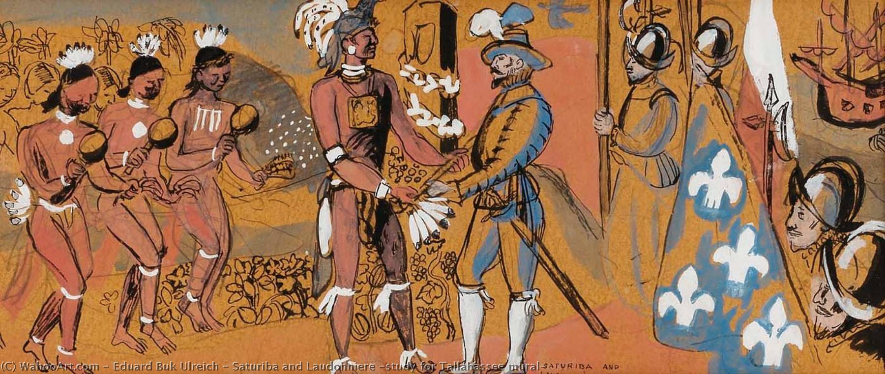 Saturiba And Laudonniere (study For Tallahassee Mural) — Eduard Buk Ulreich