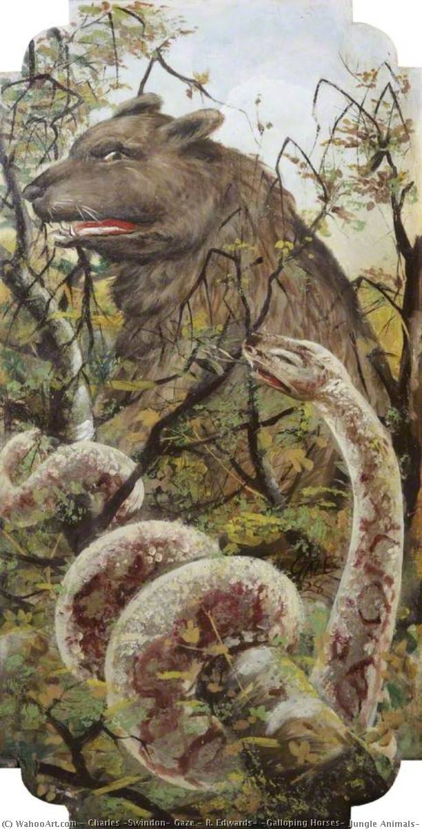 R. Edwards' 'galloping Horses' Jungle Animals, Bear And A Boa (centre Shutter) — Charles (swindon) Gaze