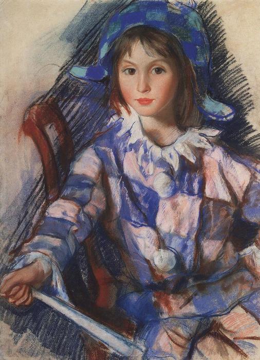 Tata Portrait In The Costume Of Harlequin — Zinaida Serebriakova