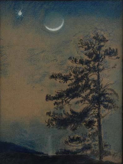 Venus And Crescent Moon, (painting) — Mary Agnes Yerkes