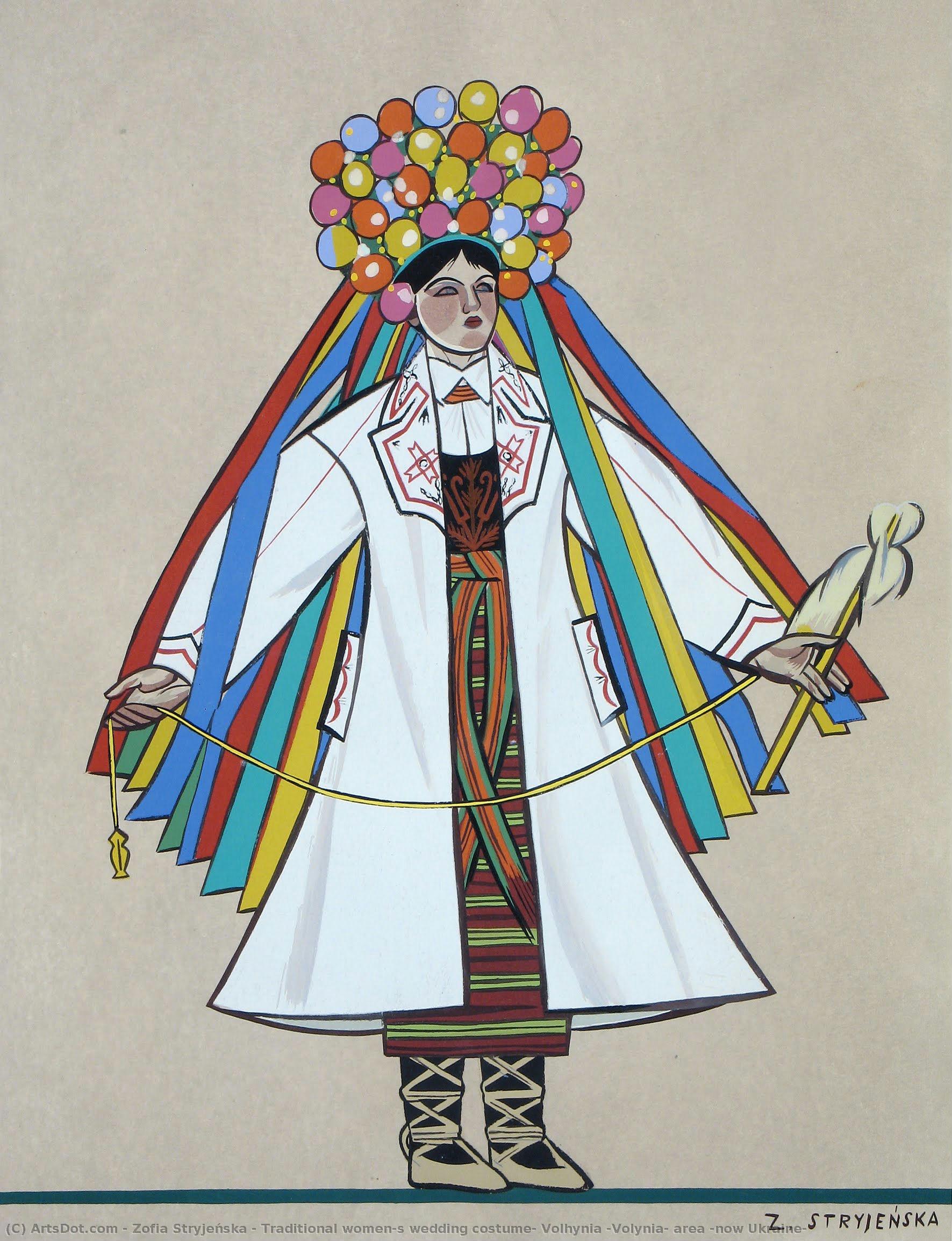 Traditional Women`s Wedding Costume, Volhynia [volynia] Area [now Ukraine] — Zofia Stryjeńska