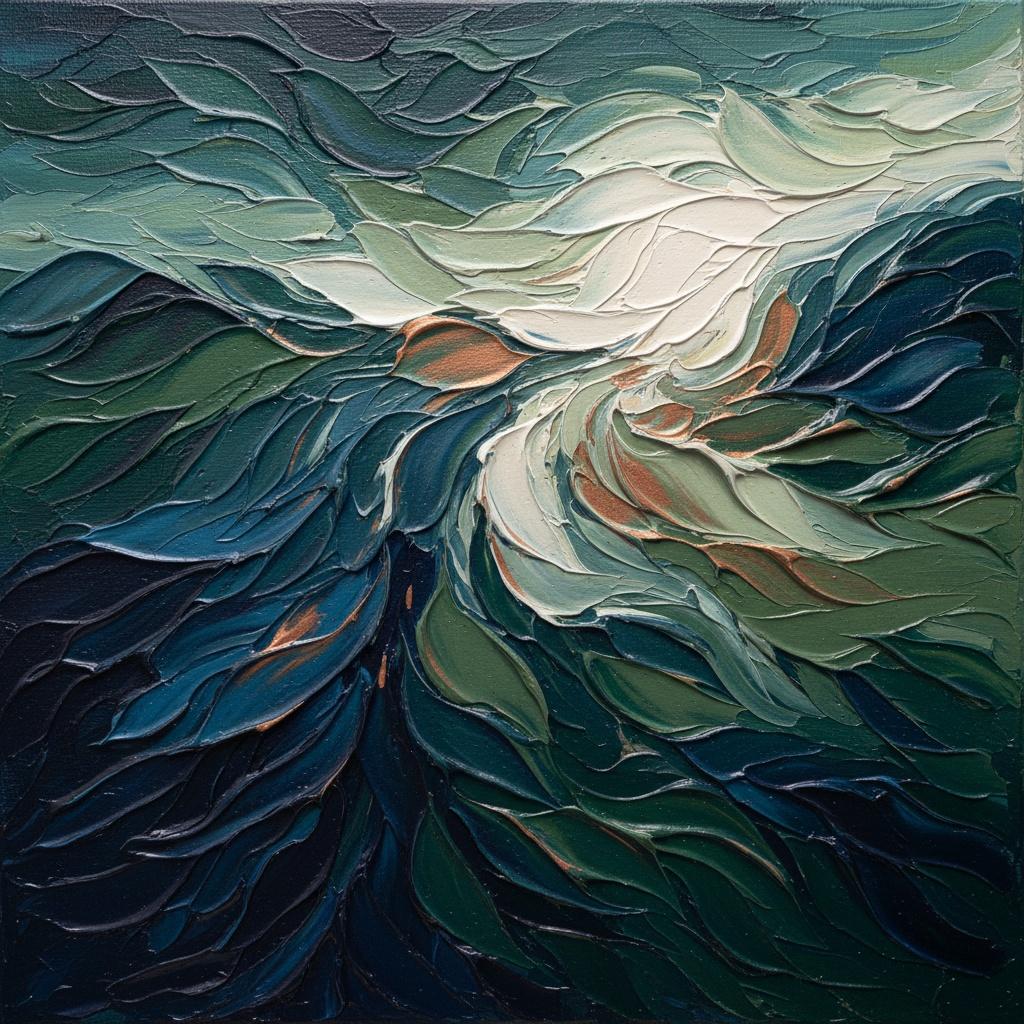 Celestial Turbulence: The Radiant Emergence Of Light Within Midnight Oceanic Depths — David Moreau
