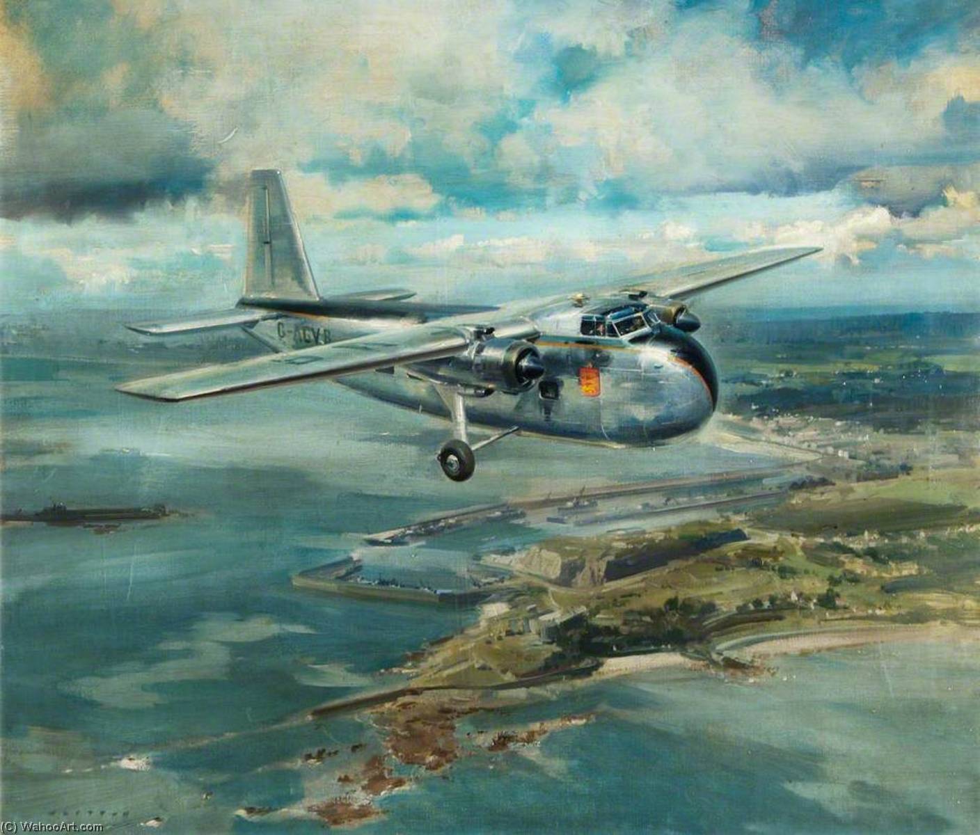 Bristol Wayfarer Of Channel Islands Airways Over St Helier, Jersey — Frank Wootton