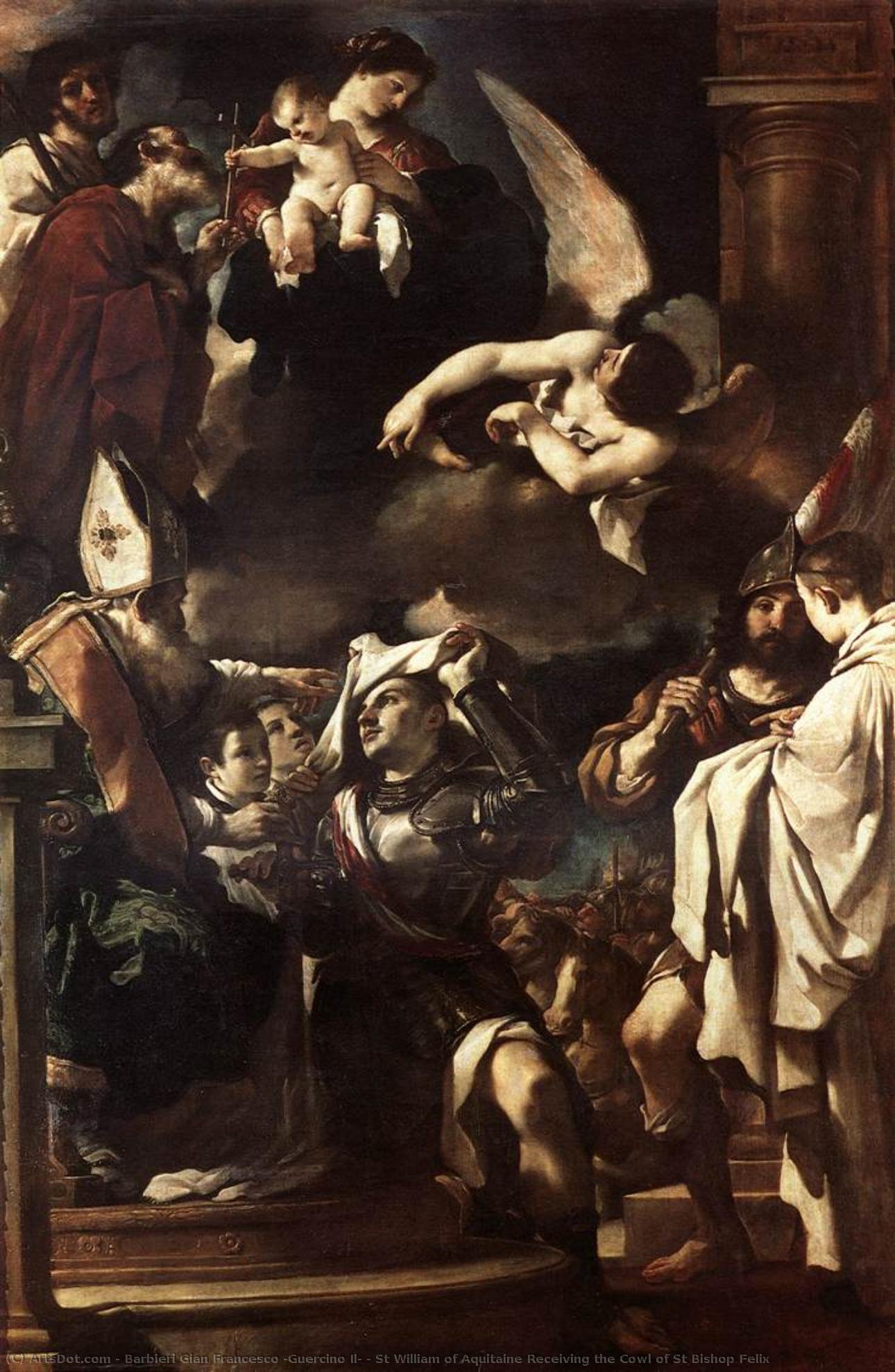 St William Of Aquitaine Receiving The Cowl Of St Bishop Felix — Barbieri Gian Francesco (guercino Il)